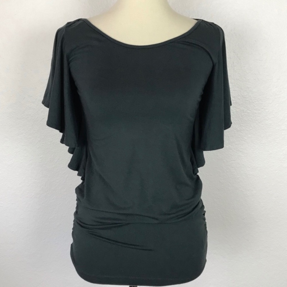 Anthropologie Ric Rac Flutter Sleeve Knit Top